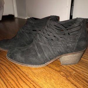 Fergalicious black suede booties